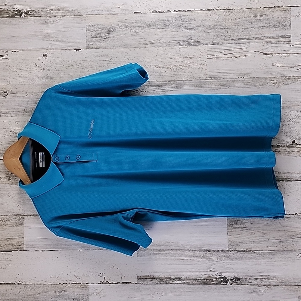 Columbia Omni Wick robins egg blue collared golf polo shirt Size Large